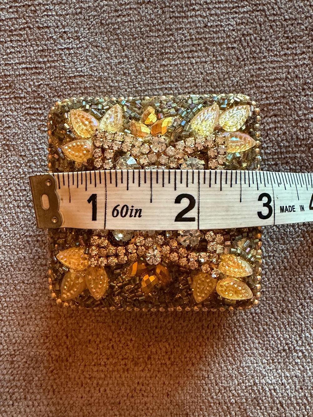 Rhinestone Encrusted Gold Trinket Box - Picture 7 of 8